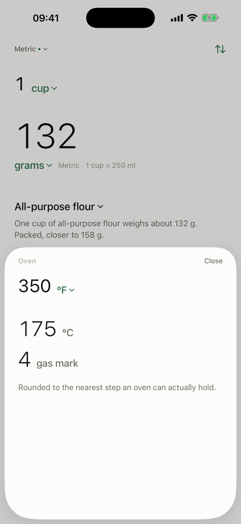 Fahrenheit, Celsius, gas mark.
